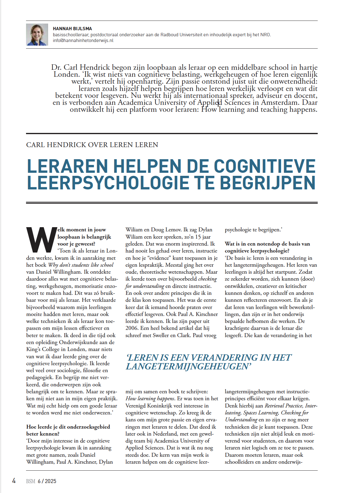 Didactief: Leraren helpen de cognitieve leerpsychologie te begrijpen